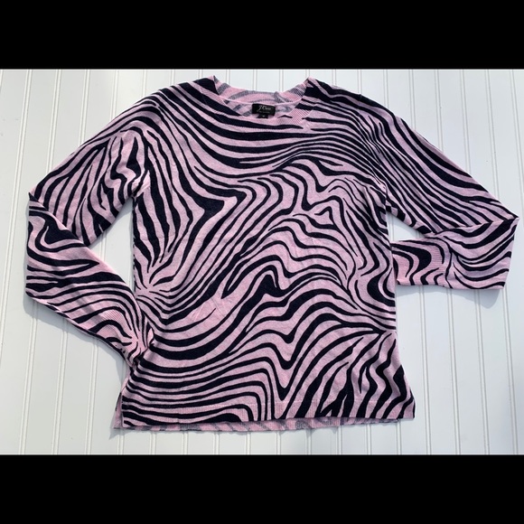 J Crew JCrew Zebra Stripe Cashmere Sweater Medium